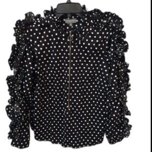 Anthropologie Greyson polka dot ruffle Top Medium boho Feminine Cottage Core